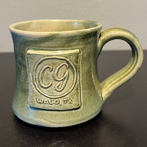 Common Grounds Coffee Shop Handcrafted Black Oak Art Pottery Mug ~ Waco, Texas
